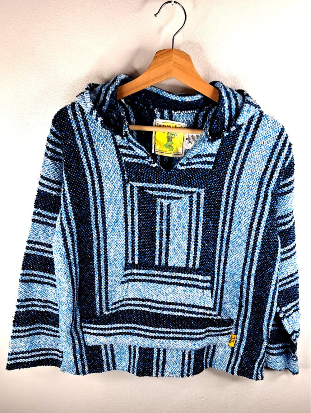 VTG Iguana Jack Striped Mexican Baja Hoodie Hippie Chunky Y2k 90s Grunge Skate